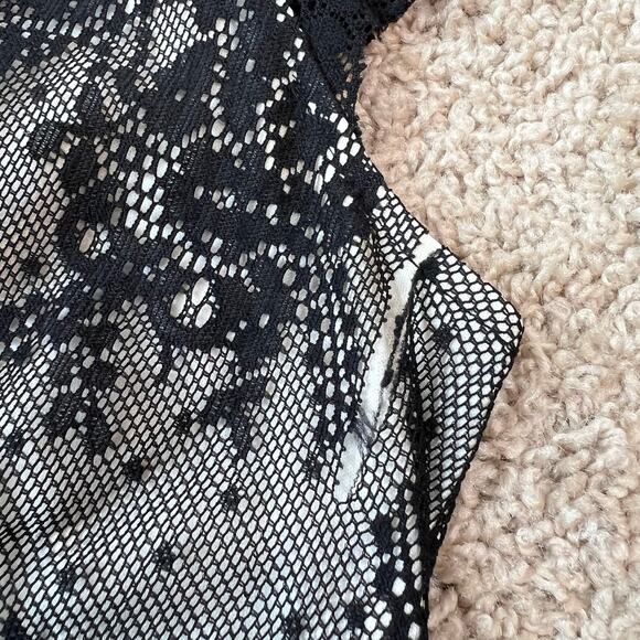 New York & Co Vintage Y2K Black Lace Blouse Top size Small Goth Dark Coquette - Picture 10 of 12